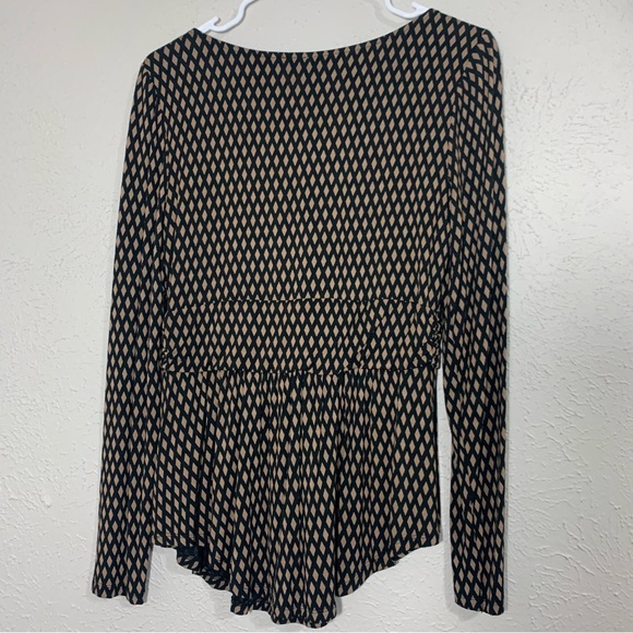 Anthropologie Meadow Rue Joselyn Diamond Pattern Tie Front Long Sleeve - Picture 13 of 16